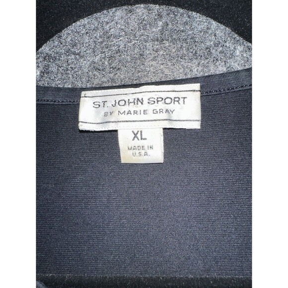 St. John Sport by Marie Gray Black T-Shirt with Embroidered Design - Size XL - Picture 3 of 7
